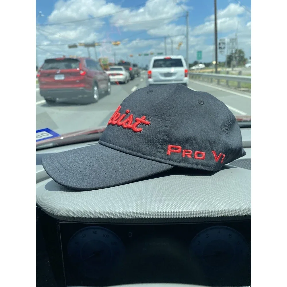 TITLEIST GOLF FJ PRO V1 Cap Hat Black Adjustable Red Embroidery Golfing Cap - Picture 2 of 5